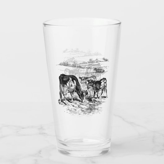 Schattige  Land koe glas (Achterkant)