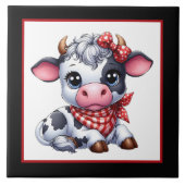 Schattige Land koe keramische tegel Tegeltje (Voorkant)