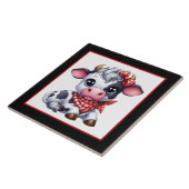 Schattige Land koe keramische tegel Tegeltje (Zijkant)