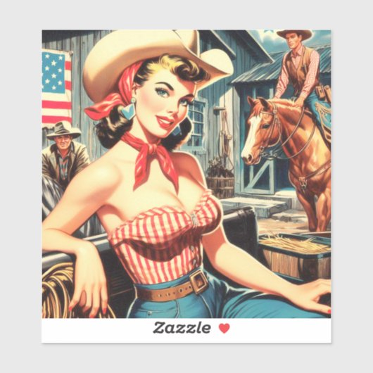 Schattige  Land Meisje Pin-up Sticker (Vel)