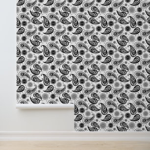 Schattige Land Paisley patroon zwart wit betegeld Behang