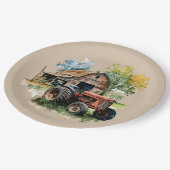 Schattige Land schuur en tractor partij Papieren Bordje (Gekanteld)