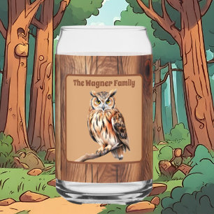 Schattige Land uil liefhebbers naam toevoegen Blikvorm Glas