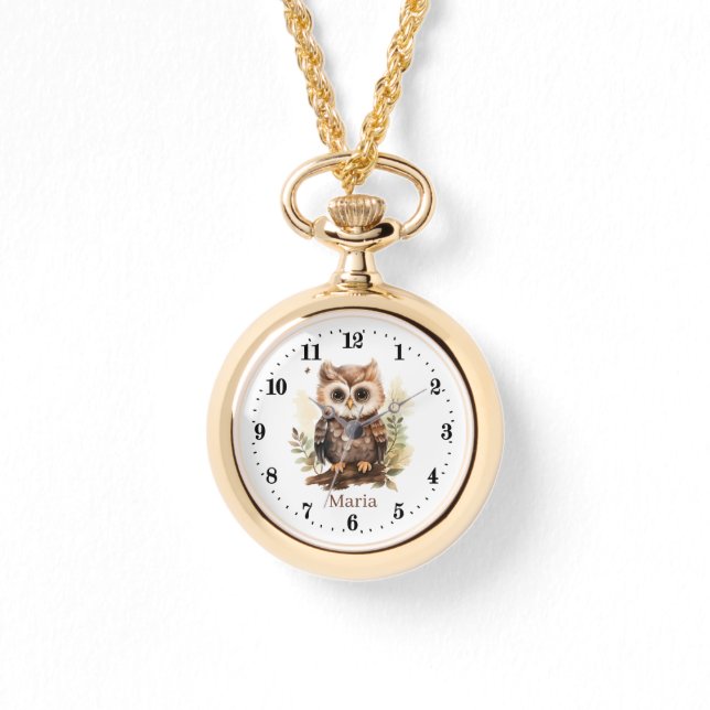 Schattige Land uil liefhebbers naam toevoegen Horloge (Voorkant)
