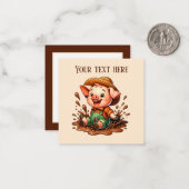 Schattige Land varkensliefhebbers tekst toevoegen Notitiekaartje (Voorkant / Achterkant in situ)