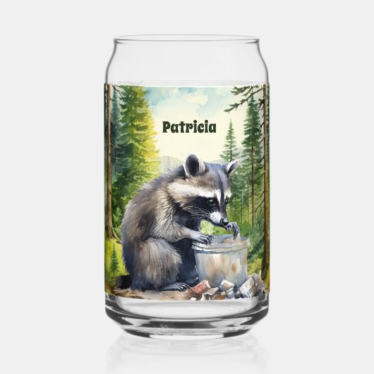 Schattige Land wasbeer voeg naam toe Blikvorm Glas (Achterkant)