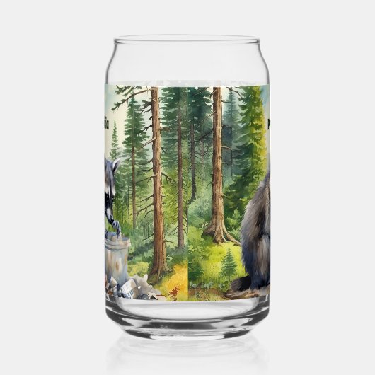 Schattige Land wasbeer voeg naam toe Blikvorm Glas (Links)