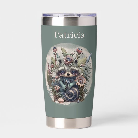 Schattige Land wasbeer voeg naam toe Geïsoleerde Drinkbeker (Voorkant)