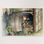 Schattige Land Waterkleur Bathing Ducks Legpuzzel (Horizontaal)
