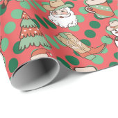 Schattige Land Western Cowboy Polka Dot Christmas Cadeaupapier (Rol Hoek)
