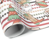 Schattige Land Western Cowboy Stripes Dot Christma Cadeaupapier (Rol Hoek)
