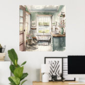 schattige landbadkamerliefhebbers poster (Thuiskantoor)