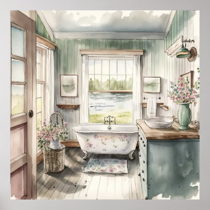 schattige landbadkamerliefhebbers poster