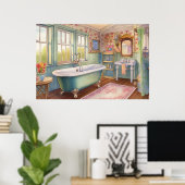 schattige landbadkamerliefhebbers poster (Thuiskantoor)