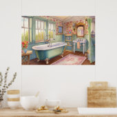 schattige landbadkamerliefhebbers poster (Keuken)