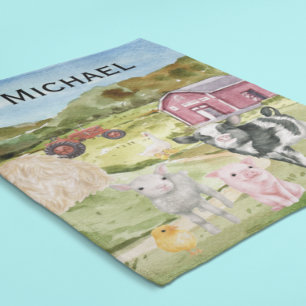 Schattige landbouwhuisdieren Waterverf Barn Monogr Fleece Deken