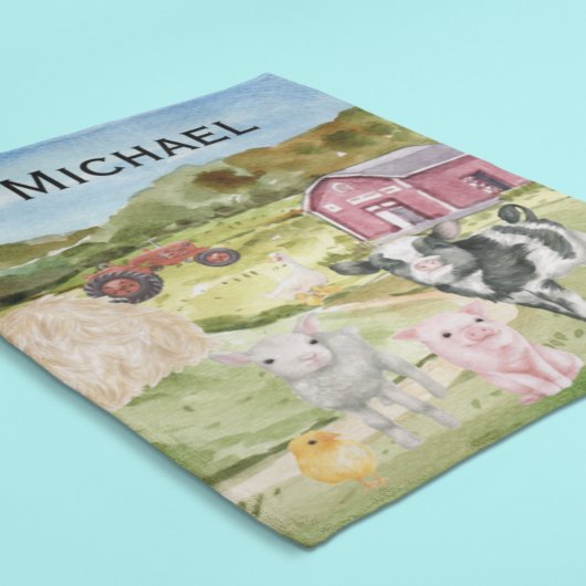 Schattige landbouwhuisdieren Waterverf Barn Monogr Fleece Deken