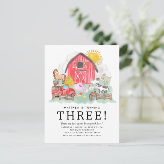 Schattige landelijke boerderijdieren Kinderen boer Briefkaart (Staand voorkant)