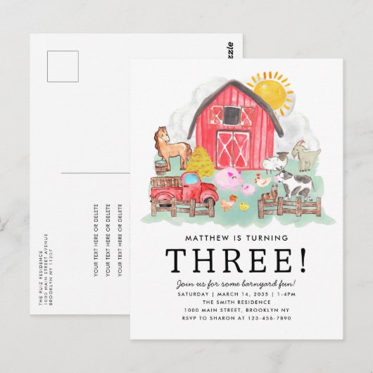 Schattige landelijke boerderijdieren Kinderen boer Briefkaart (Voorkant / Achterkant)