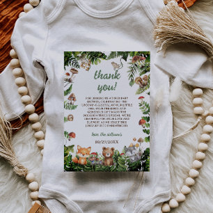 Schattige Landelijke Dieren Groene Baby Shower Bed Bedankkaart