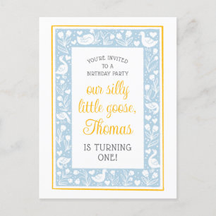 Schattige Landelijke Dwaze Gans Verjaardagsfeestje Briefkaart