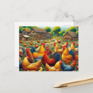 Schattige landelijke haan liefhebbers briefkaart