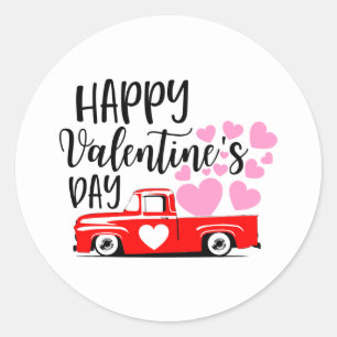 Schattige landelijke vrachtwagen Gelukkig Valentij Ronde Sticker