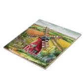 schattige landwindmolens tegeltje (Zijkant)