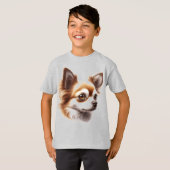 Schattige Lang Haar Chihuahua Puppy Mok T-shirt (Voorkant volledig)