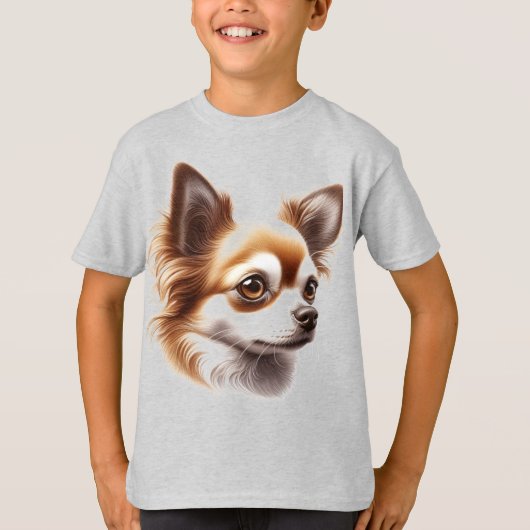Schattige Lang Haar Chihuahua Puppy Mok T-shirt (Voorkant)