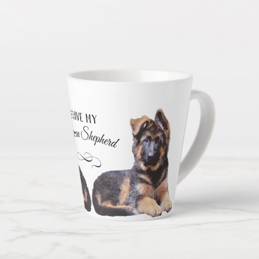 Schattige lange-termijnblaasjespapuppy latte mok (Rechterhoek)