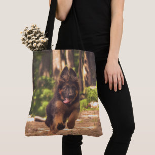 Schattige lange-termijnblaasjespapuppy tote bag