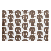 Schattige langharig chocoladebruin teckelpatroon kussensloop (Achterkant)