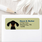 Schattige langharig dachshund hond retouradres etiket (Insitu)