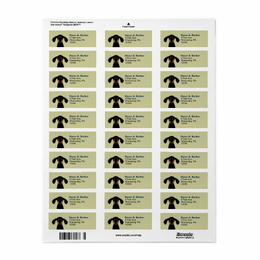 Schattige langharig dachshund hond retouradres etiket (Full Sheet)