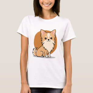 Schattige Langharige Chihuahua Hond Cartoon T-shirt