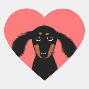 Schattige Langharige Dachshund Puppy Hart Sticker