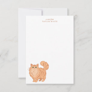 Schattige langharige oranje tabby kat bedankt notitiekaartje