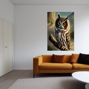 Schattige langoorige uil   AI Art Poster