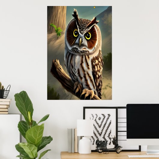 Schattige langoorige uil | AI Art Poster (Thuiskantoor)