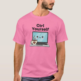 Schattige Laptop en Koffie T-shirt