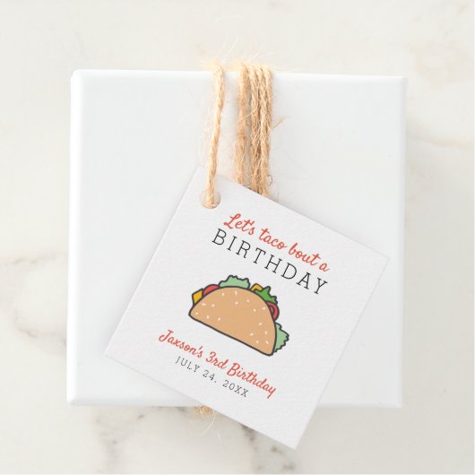 Schattige Laten we Taco Over Een Verjaardag Mexica Bedankjes Labels (In situ)