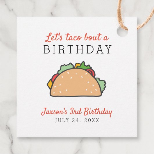 Schattige Laten we Taco Over Een Verjaardag Mexica Bedankjes Labels (Achterkant)