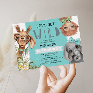 Schattige Laten we wild zijn Blauwe Jungle 1e verj Kaart