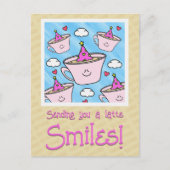 Schattige Latte Glimlacht Koffieliefhebber Gelukki Briefkaart (Voorkant)