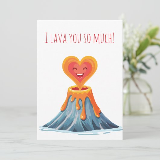 Schattige Lava You Punny Valentijnsdag Kaart (Staand voorkant)