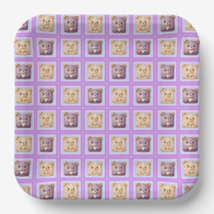 Schattige lavendel bosbes patchwork cookie beer papieren bordje