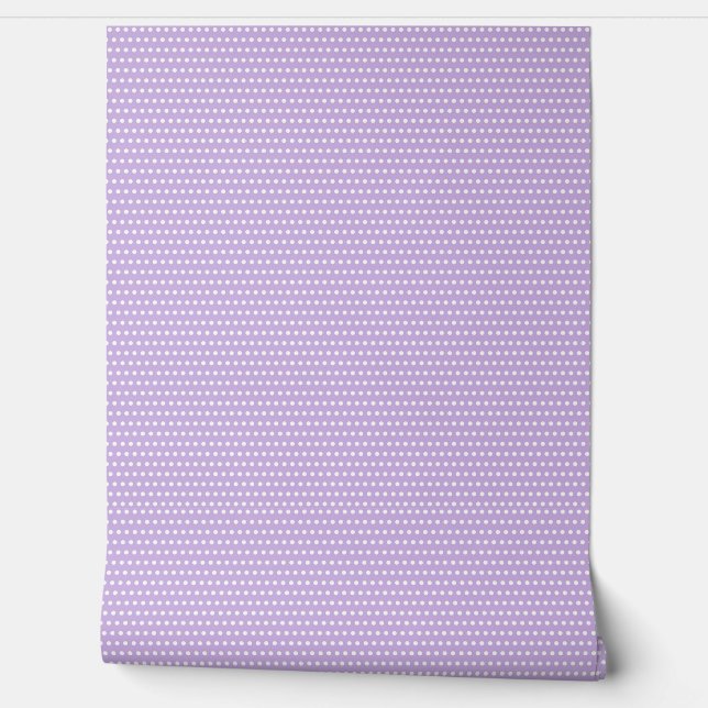 Schattige Lavendel en wit Polkadots Pattern Behang (Afrollen)