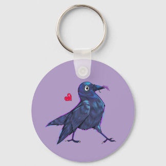 Schattige Lavendel Kraai Sleutelhanger