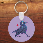 Schattige Lavendel Kraai Sleutelhanger (Voorkant)